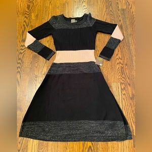 Taylor A Line Color Block Ribbed Sweater Dress